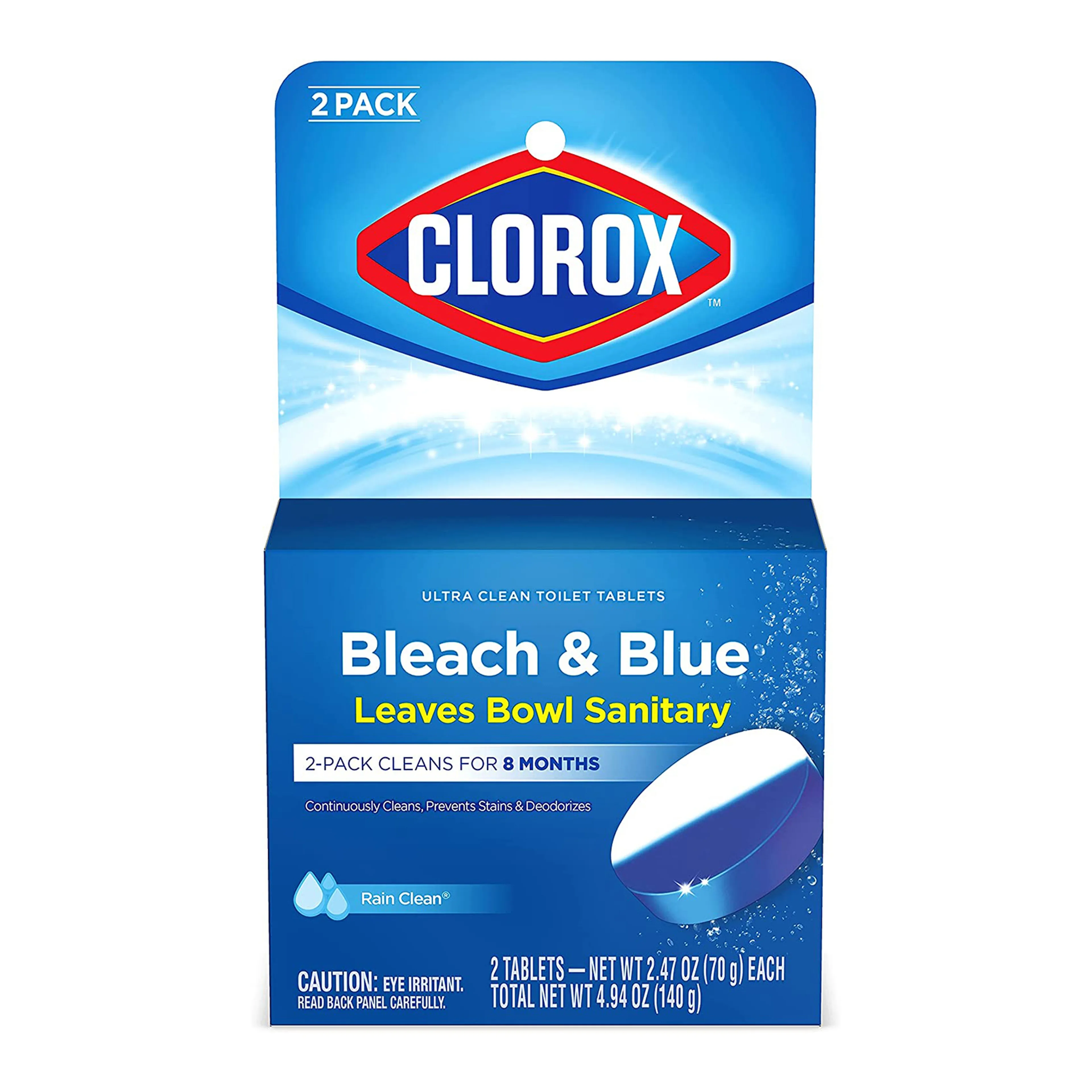 Clorox Bleach and Blue Automatic Toilet Bowl Cleaner 2 Tablets-140gm