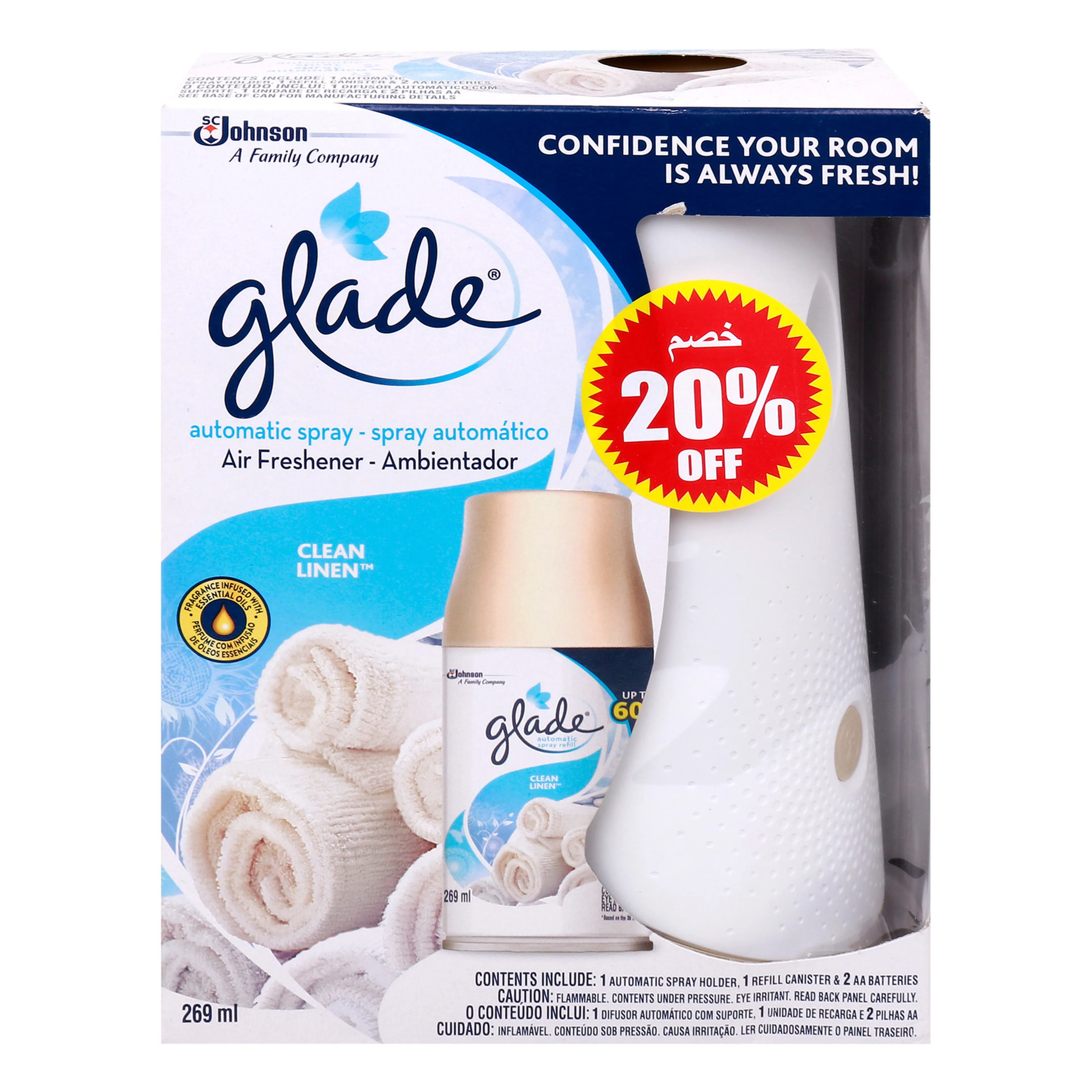Glade Auto Af Spry Strtr C.lnen 269ML@sp
