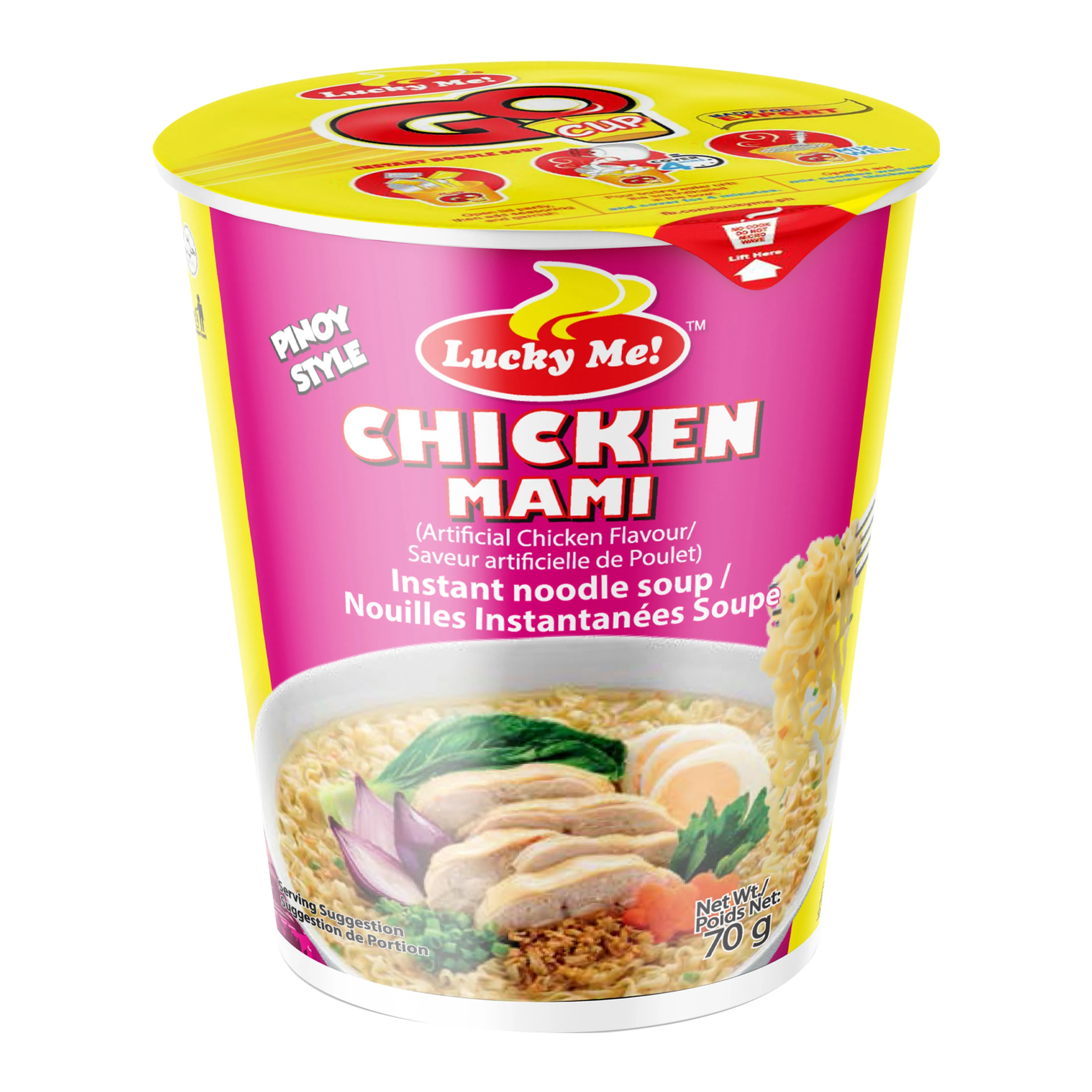 Lucky Me Regular Cup Chicken Mami Instant Noodles Soup, 70g