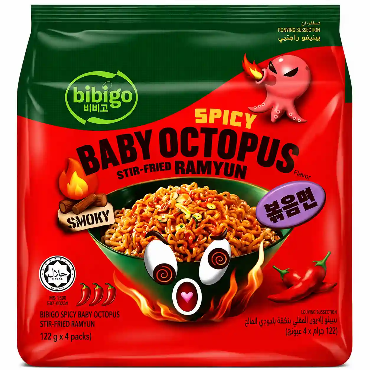 Bibigo Ramyun Spicy Baby Octopus 122GM[4 X Pc]
