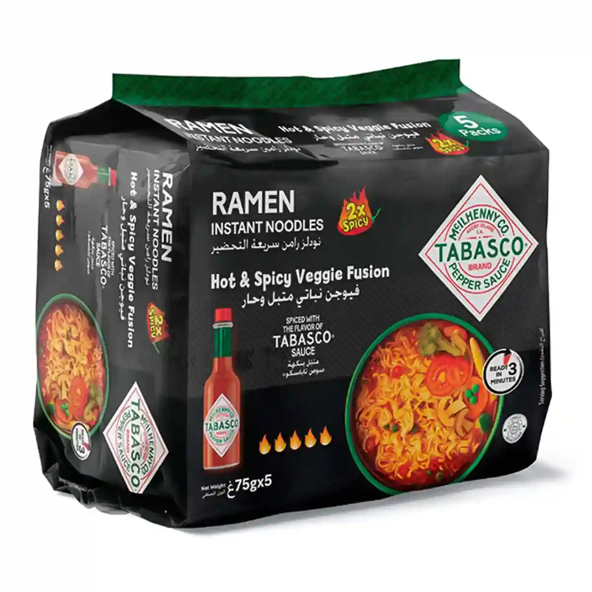 Tabasco Ramen Hot&spicy Veggie Fusion Noodles 75GM[5 X Pc]
