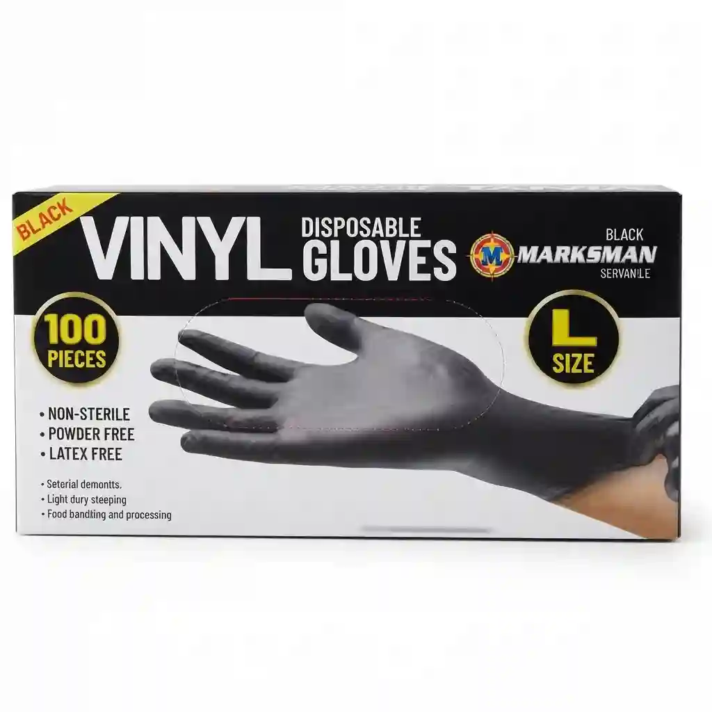 Disposable Black Vinyl Gloves All Size