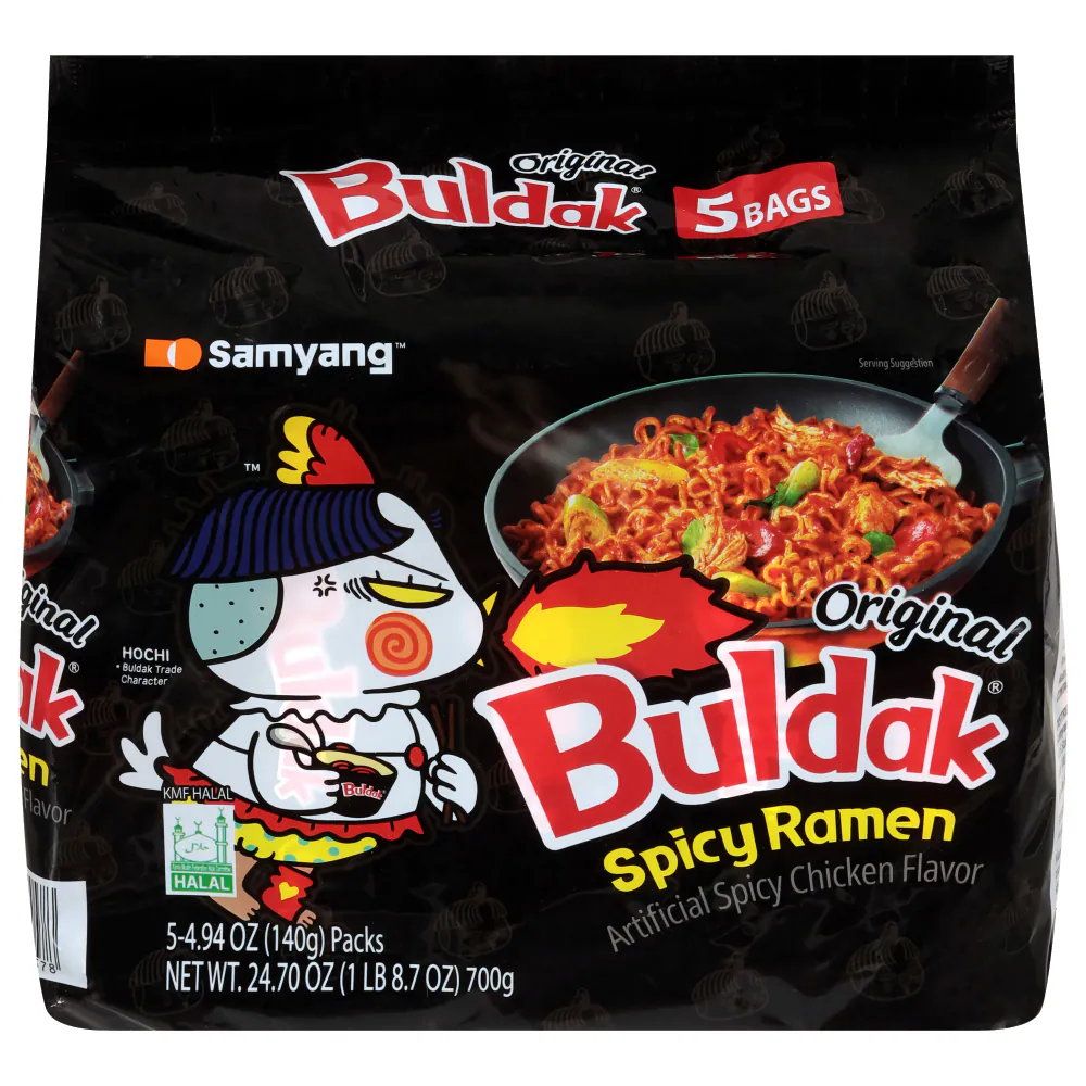Samyang Buldak Original Hot Chicken Flavor Ramen Stir Fried Noodles Pack, 5x140g