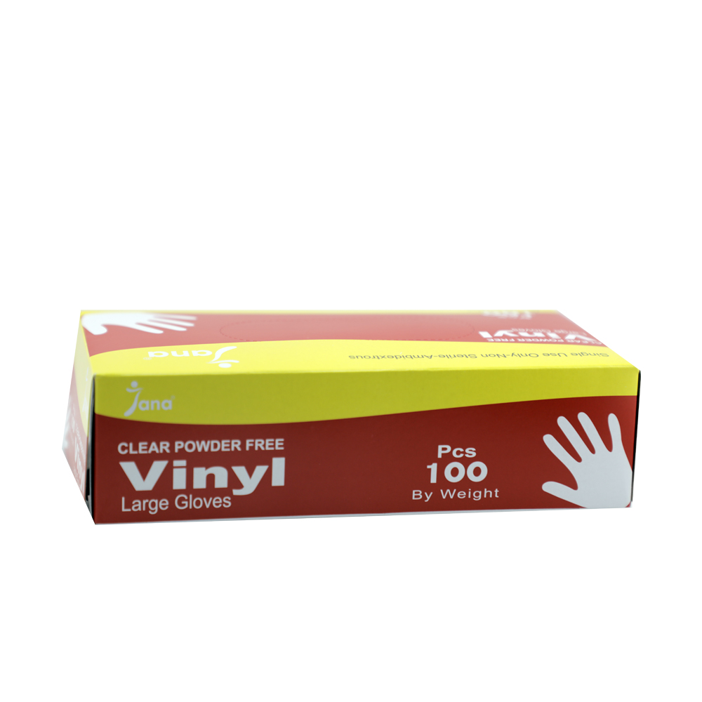 Jana Powder Free Vinyl Gloves - Large, 100 Pieces