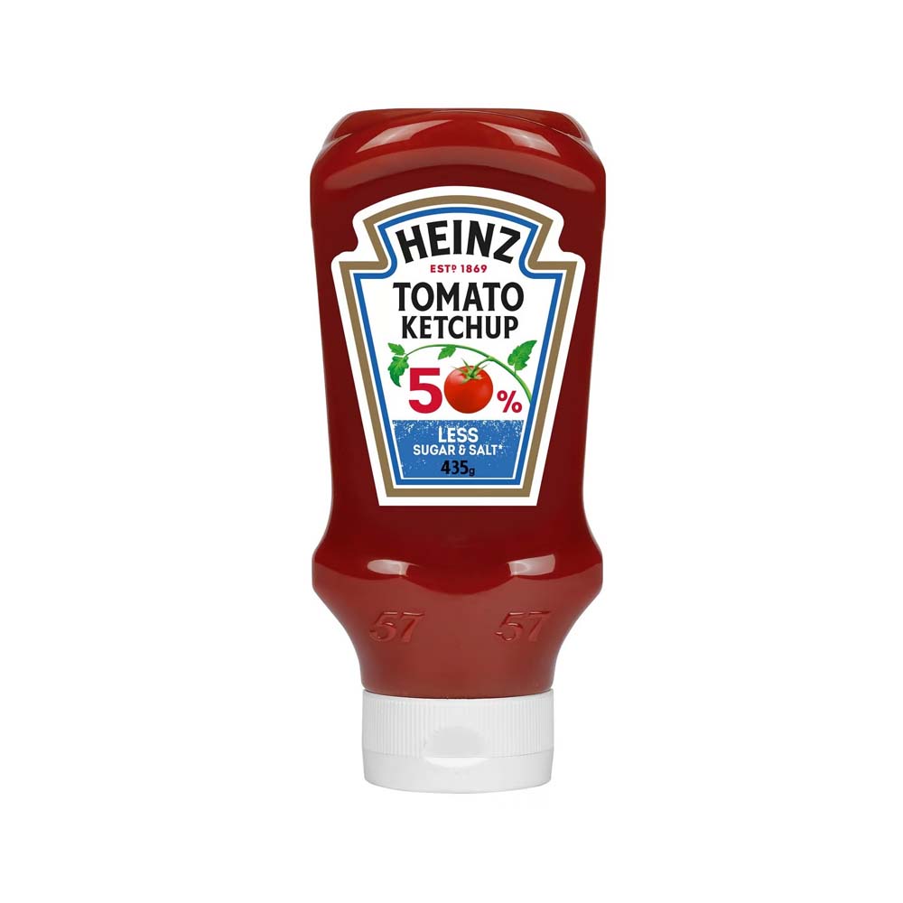 Heinz 50% Less Sugar & Salt Tomato Ketchup, 435g