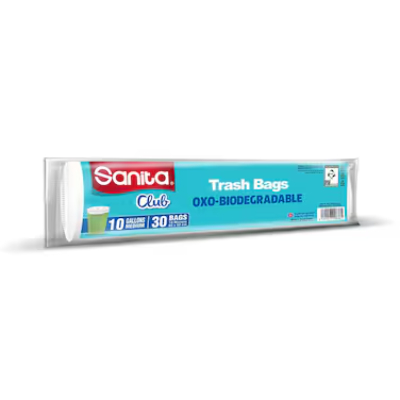 Sanita Club Biodegradable Trash Bags, 10 Gallons, 30 Bags