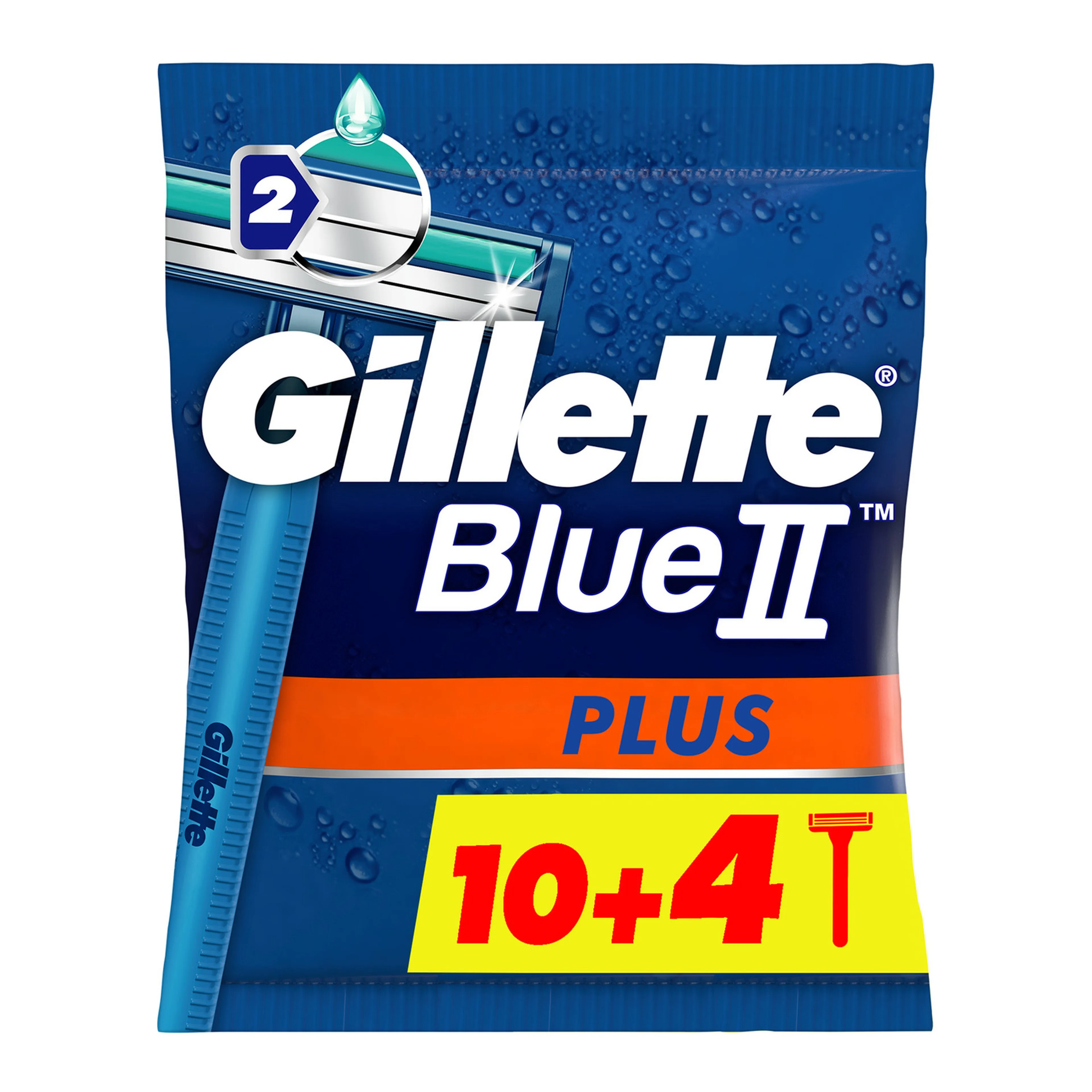 Gillette Blue 2 Plus Disposable Razors, 10+4 Pieces