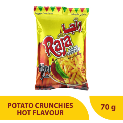 Raja Potato Crunchies Hot Flavor, 70gm