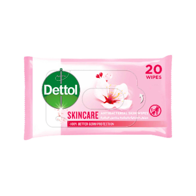 Dettol Antibacterial Skin Care Skin Wipes, 20 Pieces
