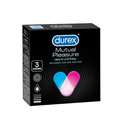 Durex Mutual Pleasure Stimulating Condoms for Men, 3 Pieces