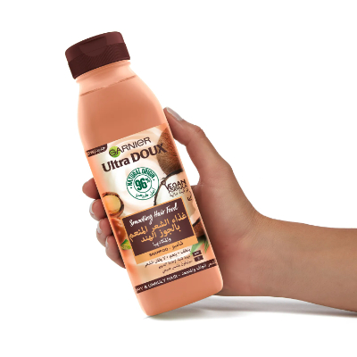 Garnier Ultra Doux Smoothing Coconut Hair Food Shampoo for Dry & Frizzy Hair, 350ML