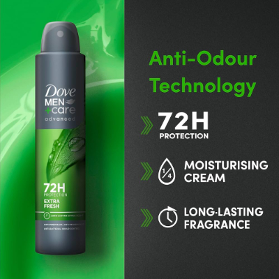 Dove Men+care 72h Protection Extra Fresh Antiperspirant Deodorant Body Spray, 150ML