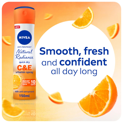 Nivea Anti-perspirant Natural Radiance Vitamin C & E Female Deo Spray, 150ML