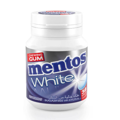 Mentos Peppermint Mentos White Chewing Gum Sugar Free, 54gM