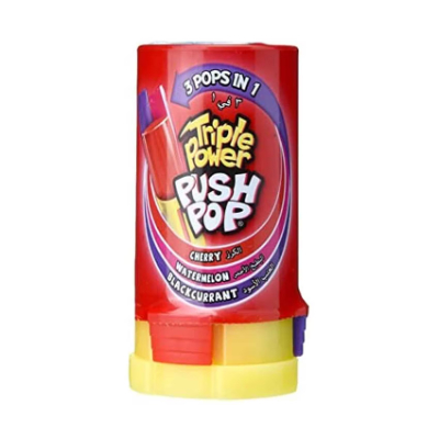 Bazooka Triple Power Cherry, Watermelon & Blackcurrant Flavour Push Pop, 34gM