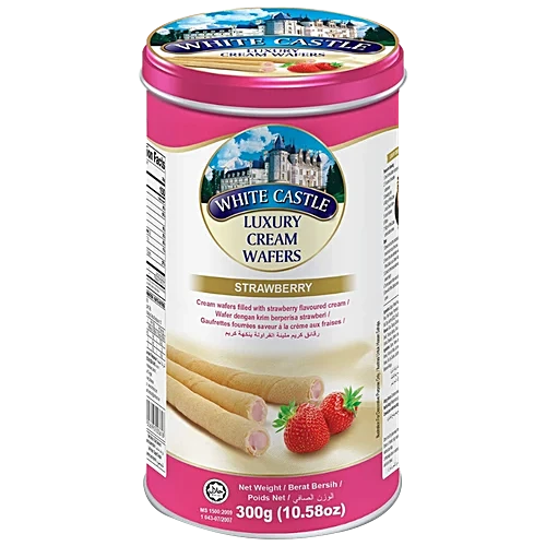 WHITE CASTLE LUXURY CREAM WAFERS STRAWBERRY, 300G