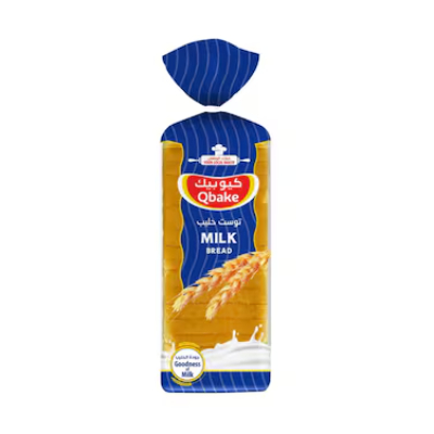 Qbake Milk Bread Sliced Medium, 620g