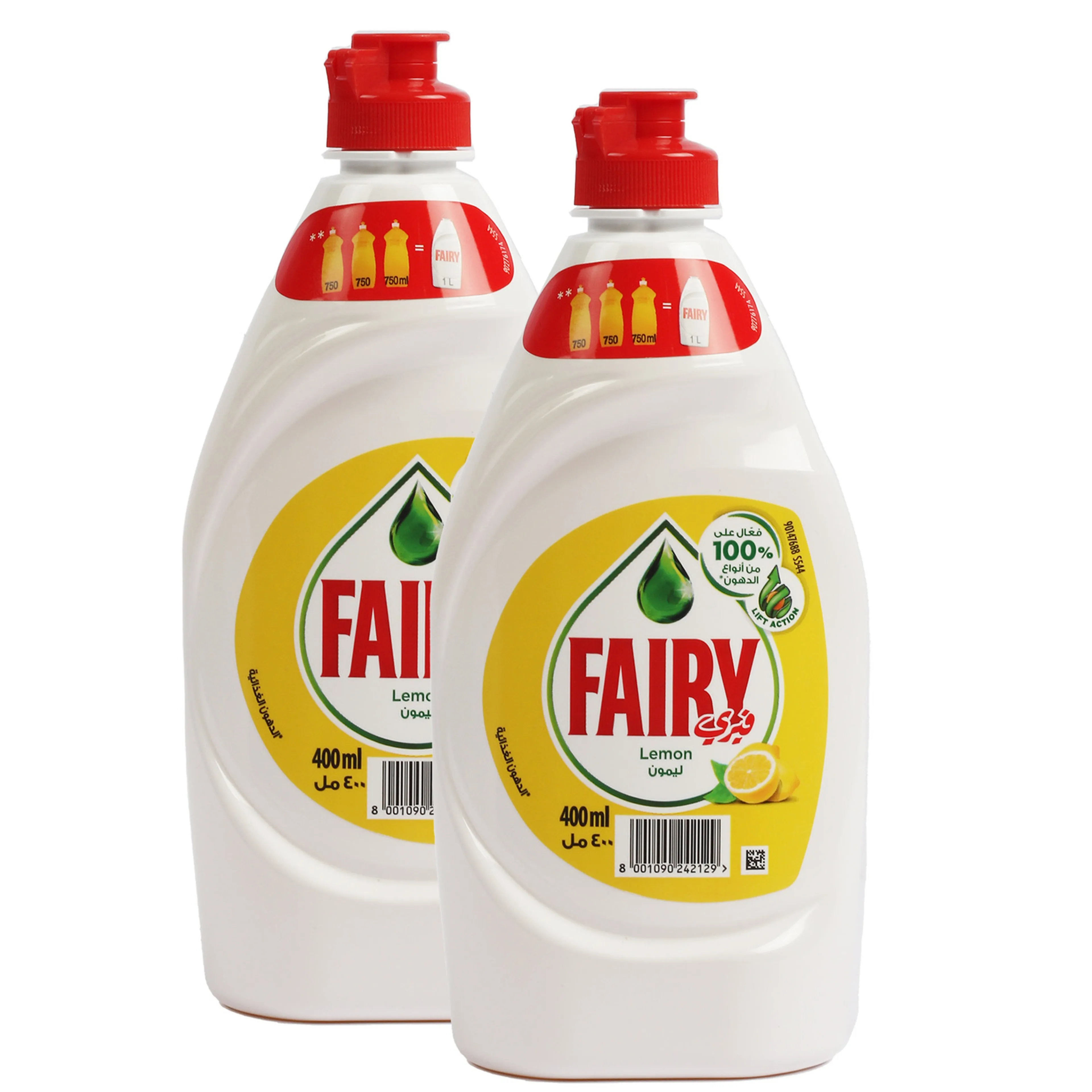 Fairy Lemon Dishwashing Liquid, 2x400ml