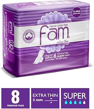 Fam Maxi Thin Pads With Wings - 8 Count