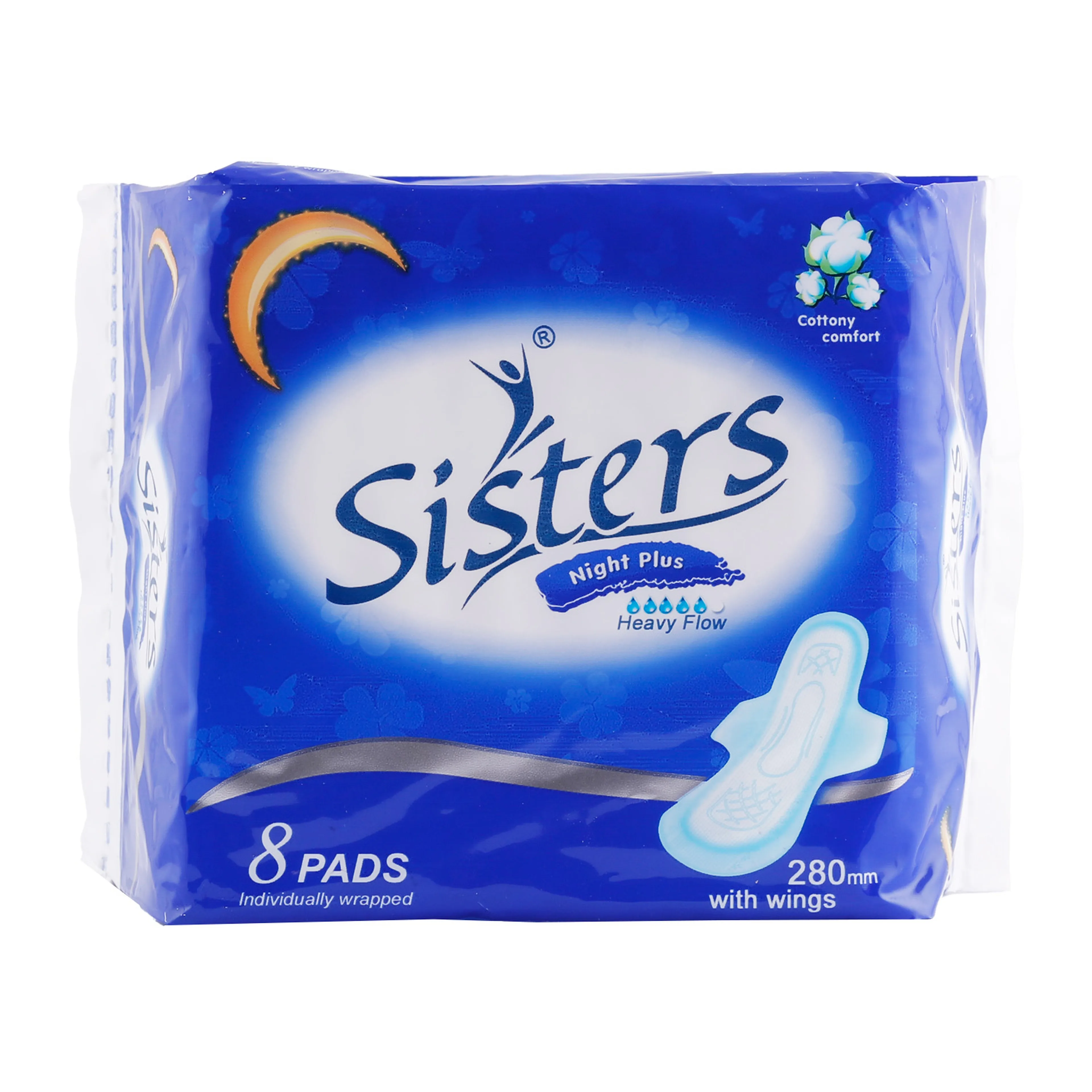 Sisters Night Plus Feminine Pads, 8 Pads