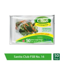 Sanita Club Biodegradable Food Storage Bags, No.16, 50 Bags