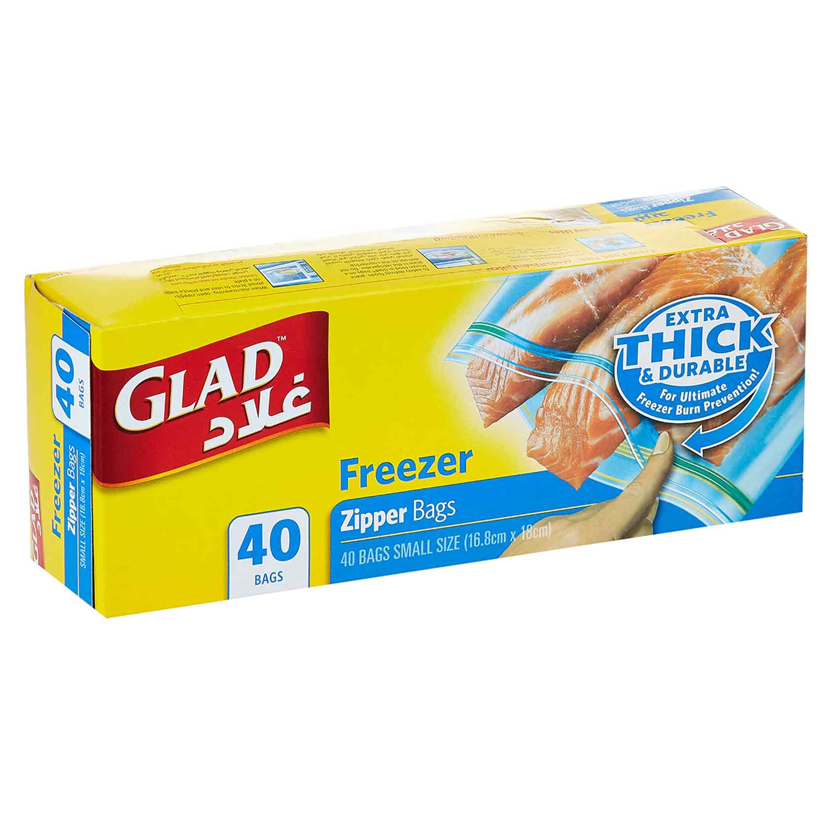 Glad Zipper Food Storage Freezer Bags - 16.8cm X 18cm - 40's
