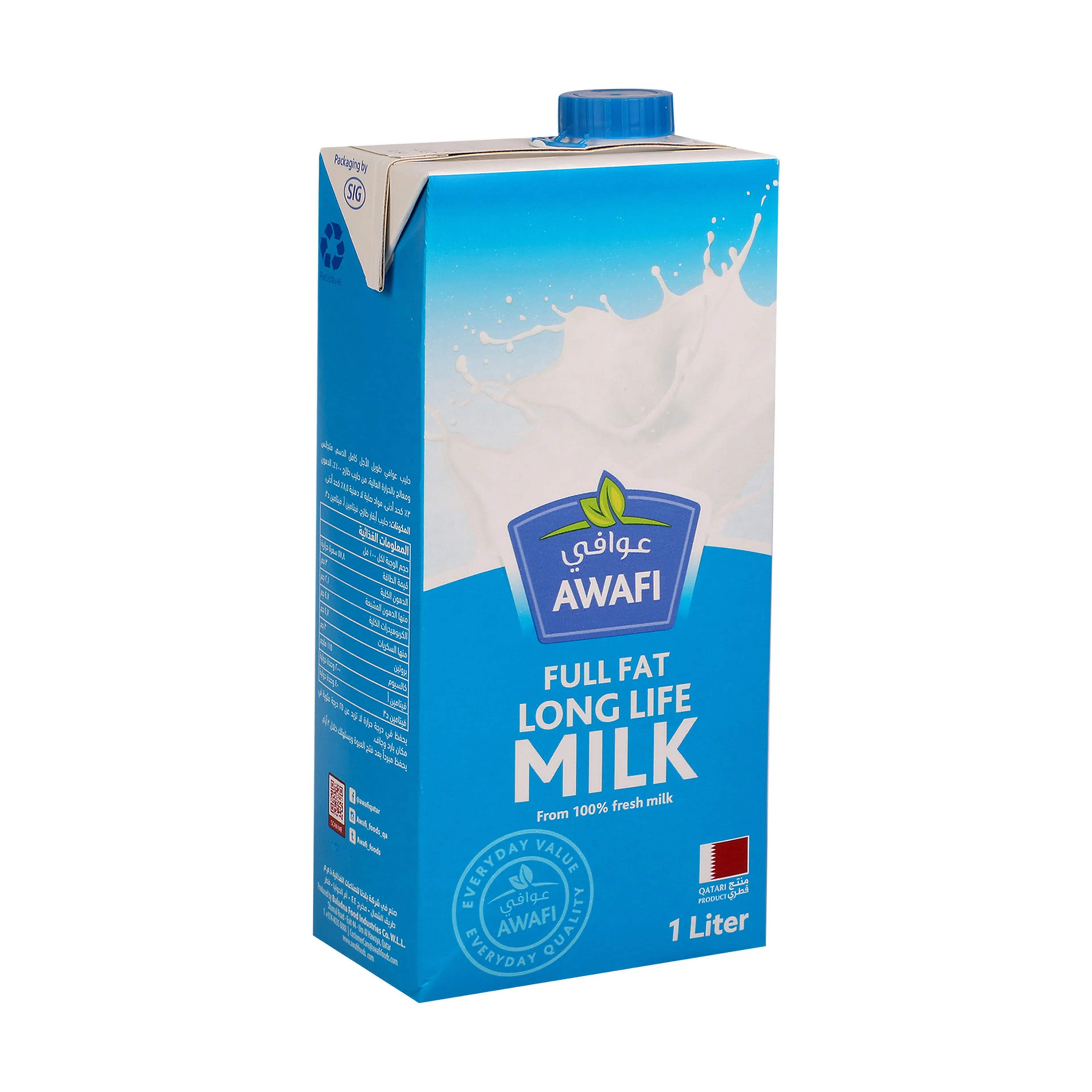 Awafi Long Life Milk 4*1litre Full Fat