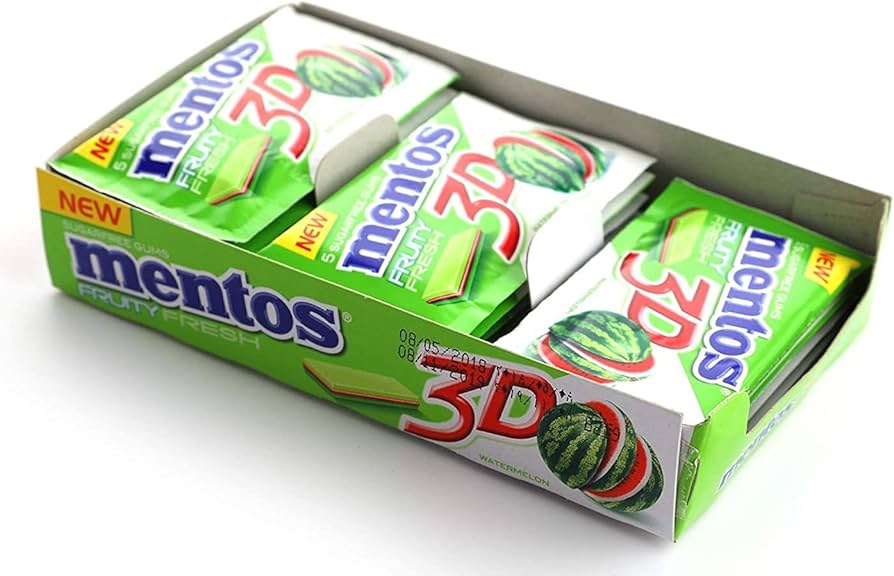 Mentos 3d Watermelon Sugar Free Gum, 8.5g