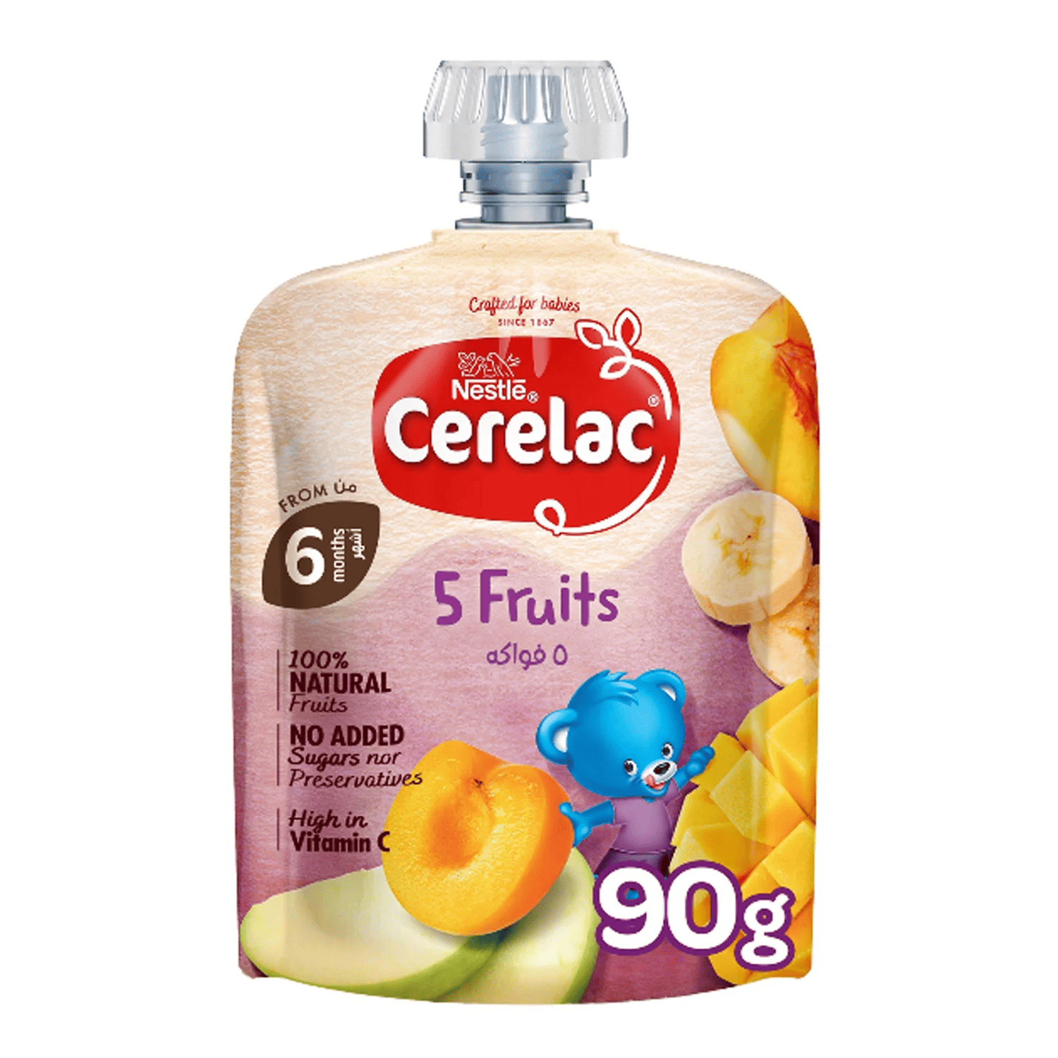 Cerelac Fruits Puree 5 Fruits Pouch , 90g