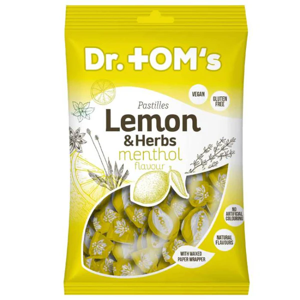 Dr. Tom's Pastilles Lemon & Herbs 150GM