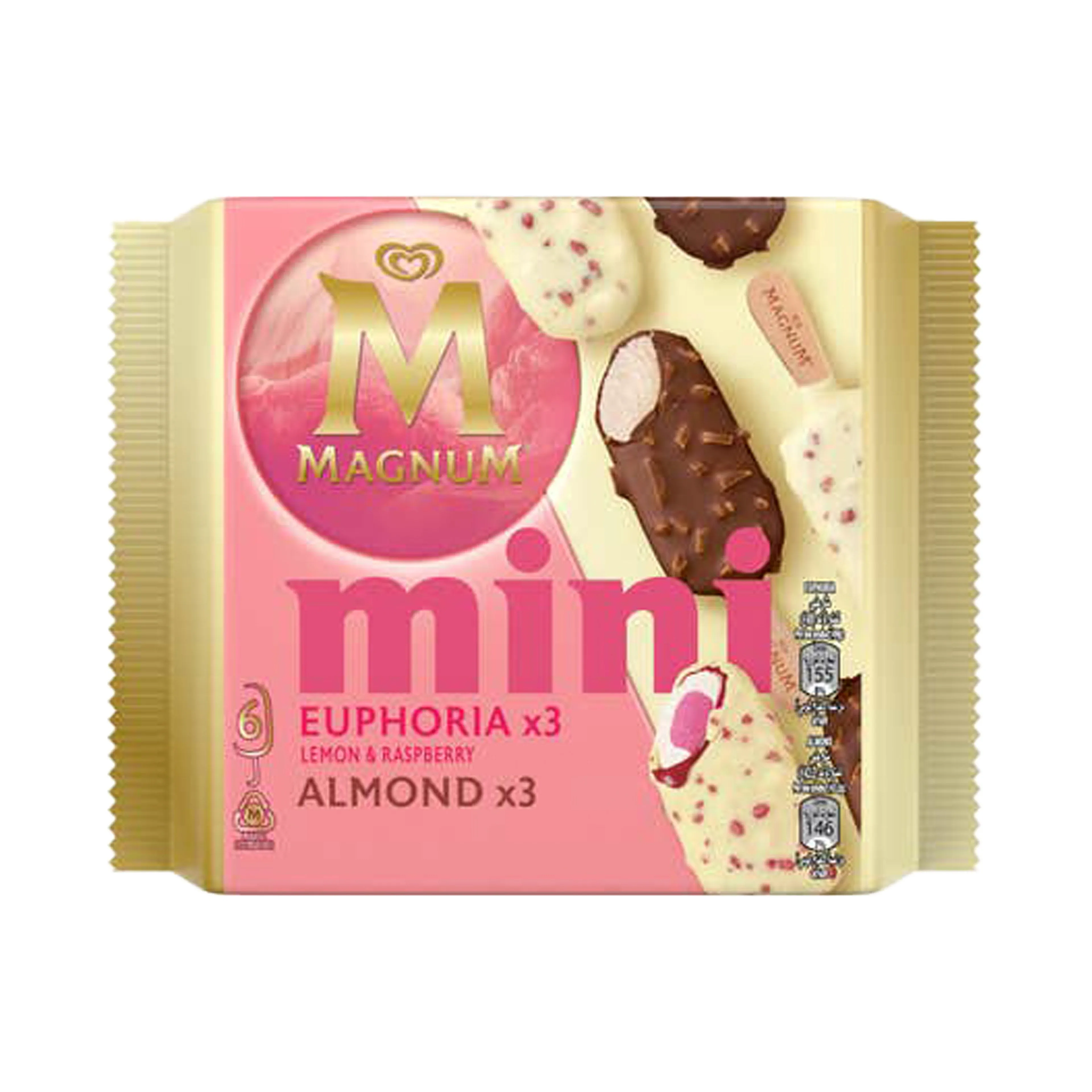 Magnum Mini Double Almond Euphoria Lemon Raspberry & Almond Ice Cream Sticks, 353ML