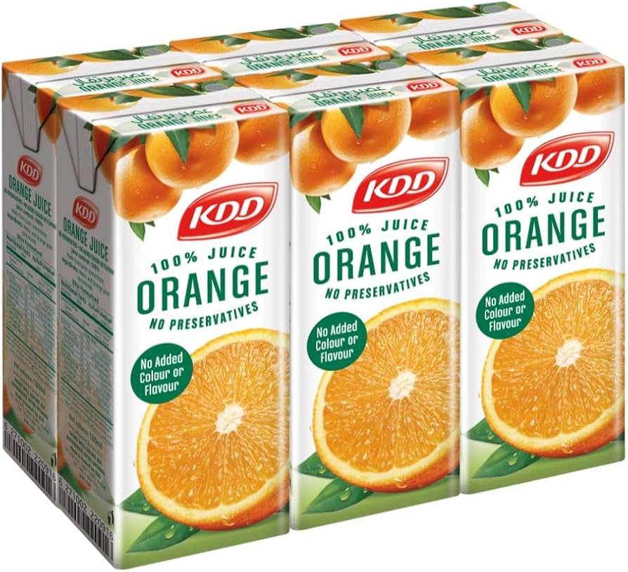 Kdd Orange 100% Juice, No Added Sugar, 6x180ml