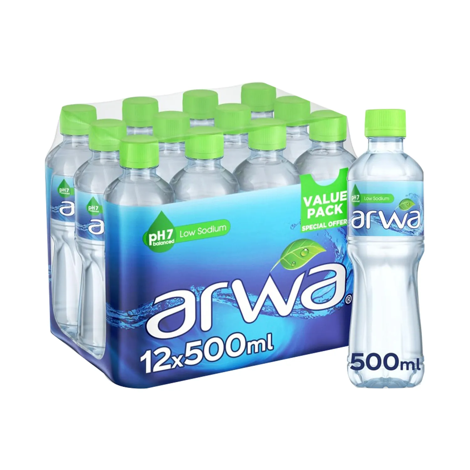 Arwa Still Water Bottled Drinking Water Pet, 12x500ml
