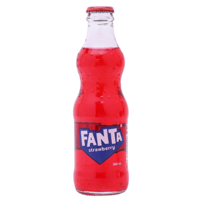 Fanta Strawberry Soft Drink Glass Bottle, 250ML