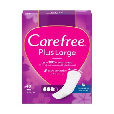 Carefree Plus Large Fresh Scent Panty Liners, 48 Pieces