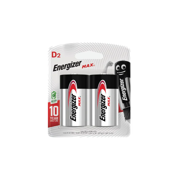 Energizer Max Alkaline D Batteries, 2 Pieces