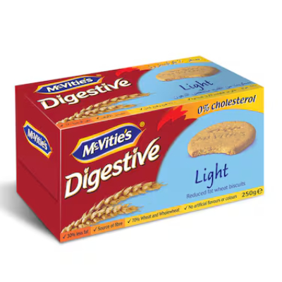 MCVITIE'S DIGESTIVE LIGHT BISCUIT, 250G