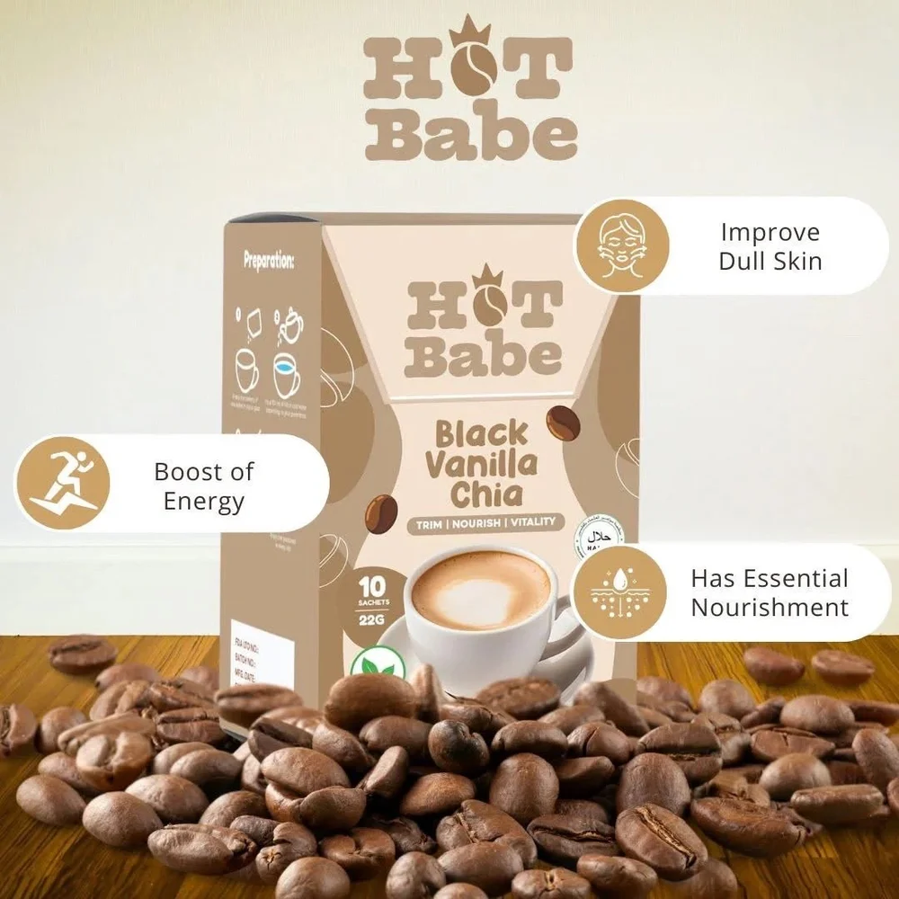 Hot Babe Black Vanilla Chia Sachets, 10x