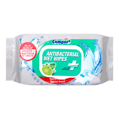 Compact Wet Wipes Antibacterial, 72 Sheets