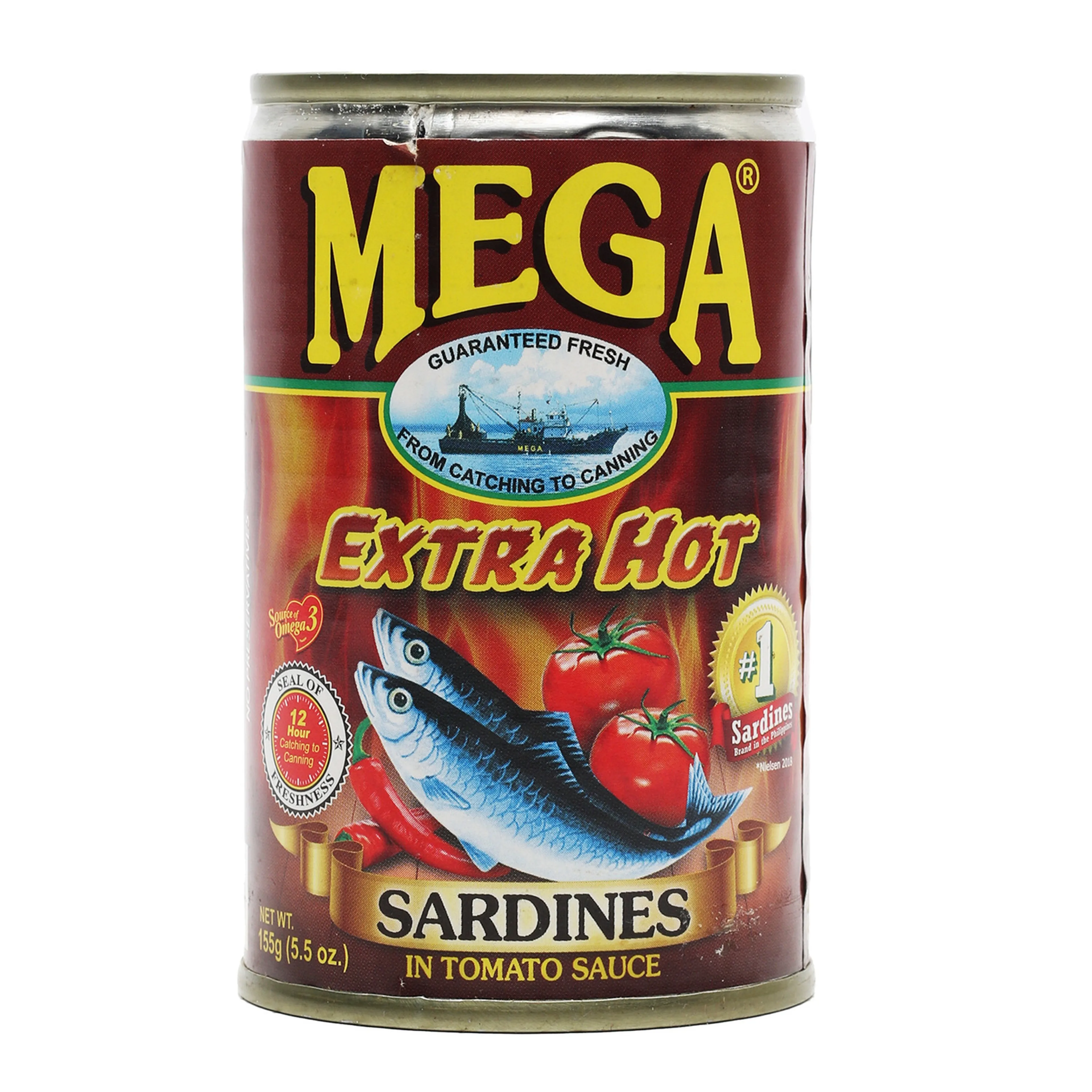 Mega Extra Hot Sardines in Tomato Sauce, 155gm