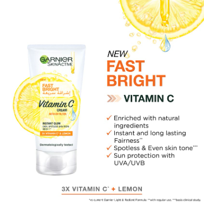 Garnier Skinactive Fast Bright Day Cream With 3x Vitamin C and Lemon, 50ML