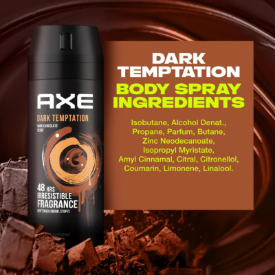 Axe Body Spray Deodorant for Long Lasting Odour Protection, Dark Temptation, for 48 Hours Irresistible Fragrance, 150ML