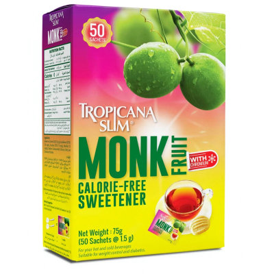 Tropicana Fruit Sweetener Slim Monk, 100 Sachets