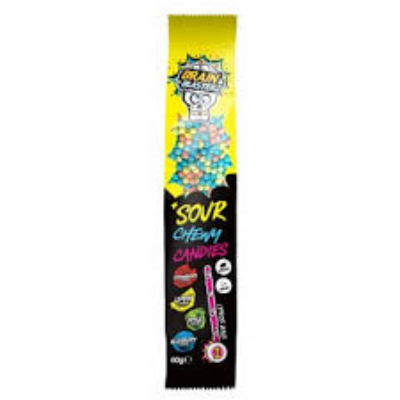 Brain Blasterz Assorted Flavors Sour Chewy Candy, 60gM