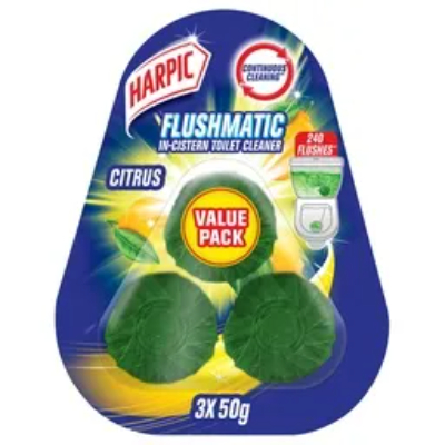Harpic Citrus Flushmatic Toilet Rim Block, 3x50g