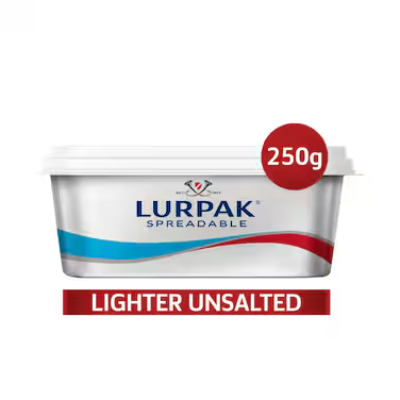 Lurpak light soft unsalted spreadable butter, 250g