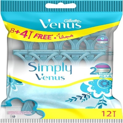 GILLETTE SIMPLY VENUS 2 WOMEN'S DISPOSABLE RAZOR, 12 PIECES