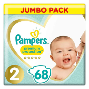 Pampers Premium Care Diapers, Size 2, 3-8kg, 68 Pieces