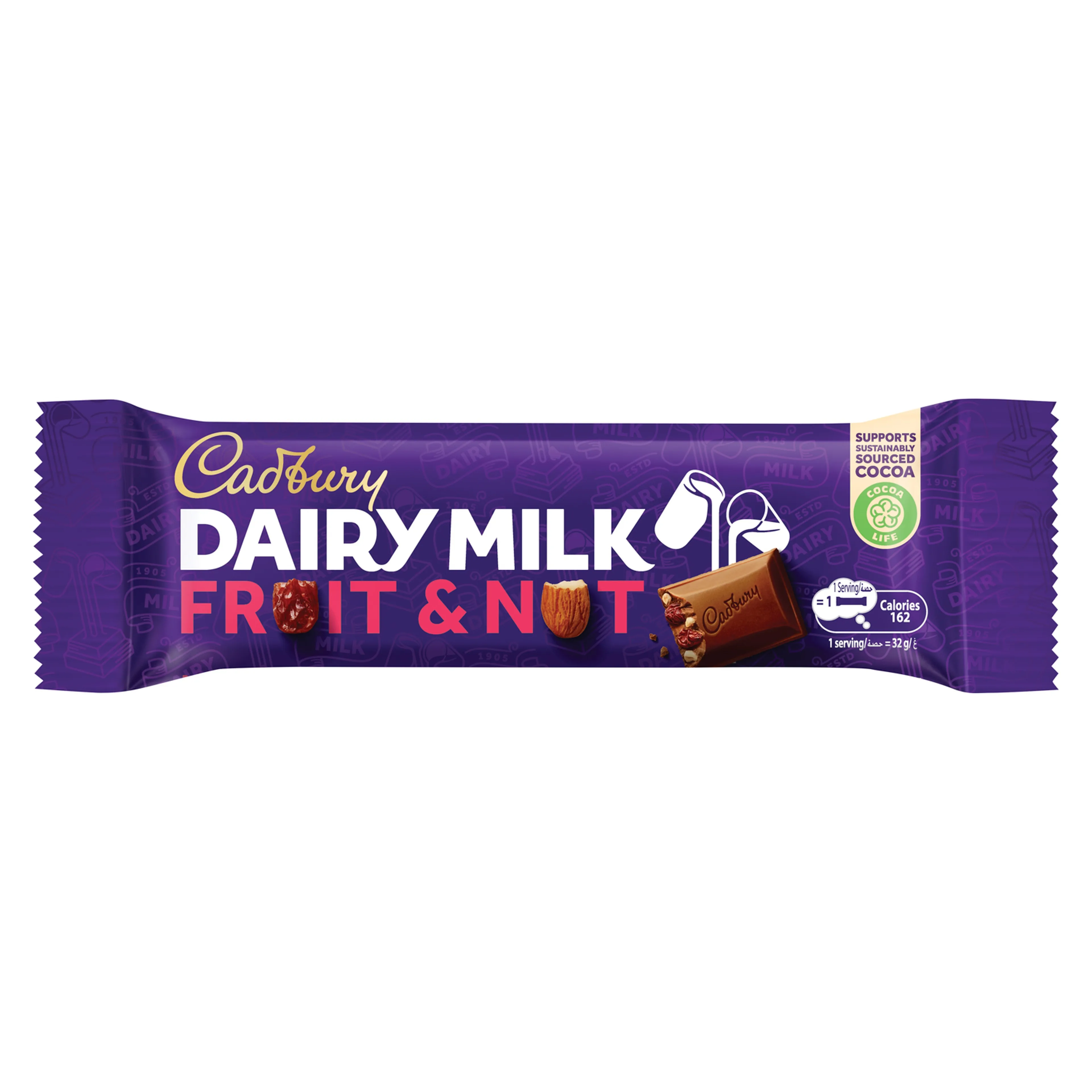 Cadbury Dairy Milk Fruit & Nut Chocolate Bar, 32g